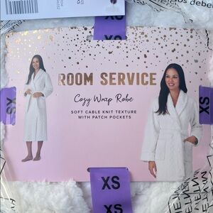 Room Service Cozy Wrap Robe - White, XS NWT